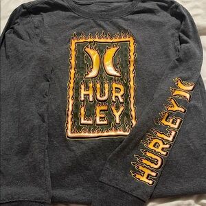 Boys LG Hurley Charcoal Long Sleeve with Flame Accents